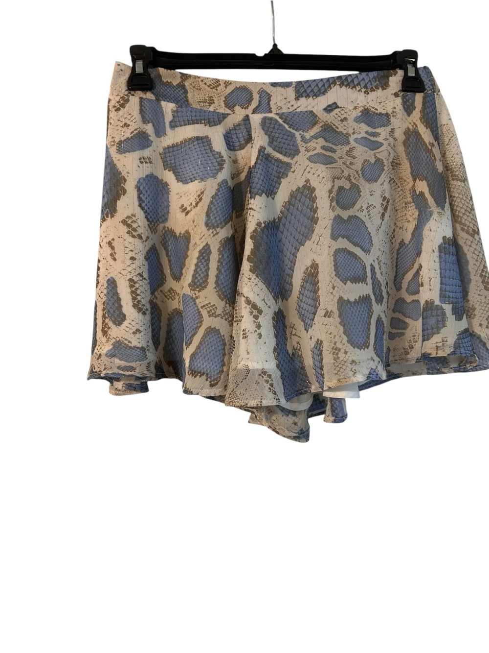 NWT Adrienne blue white green gold metallic snakeskin design shorts Size L